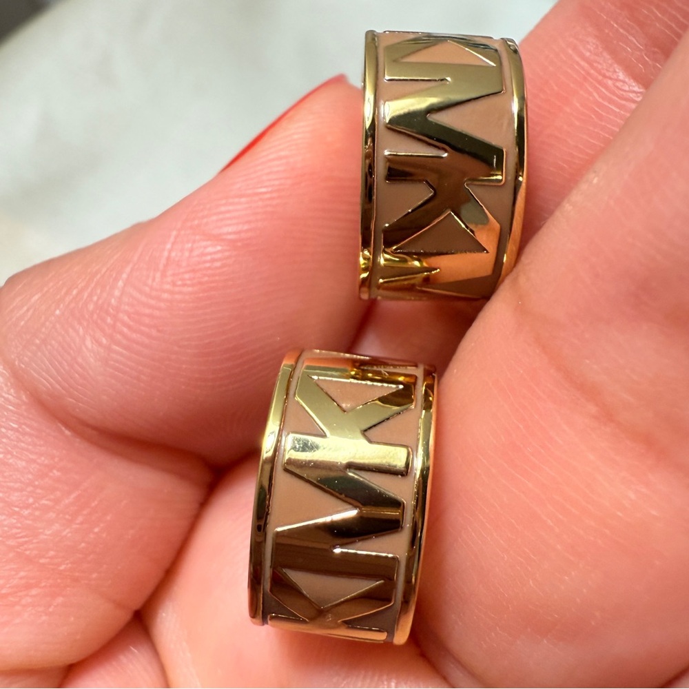 Gold Michael Kors Men's Hoop Earrings - Picture 4 of 16